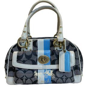 Coach Womens Satchel Handbag Multicolor Monogram Leather Dual Handle Zipper S